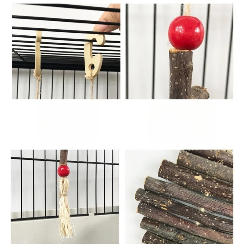 1pc Natural Apple Wood Chewing Toy Hanging String for Small Pets Hamsters Rabbits Birds Parrots Guinea Pigs for Hanging in Cages