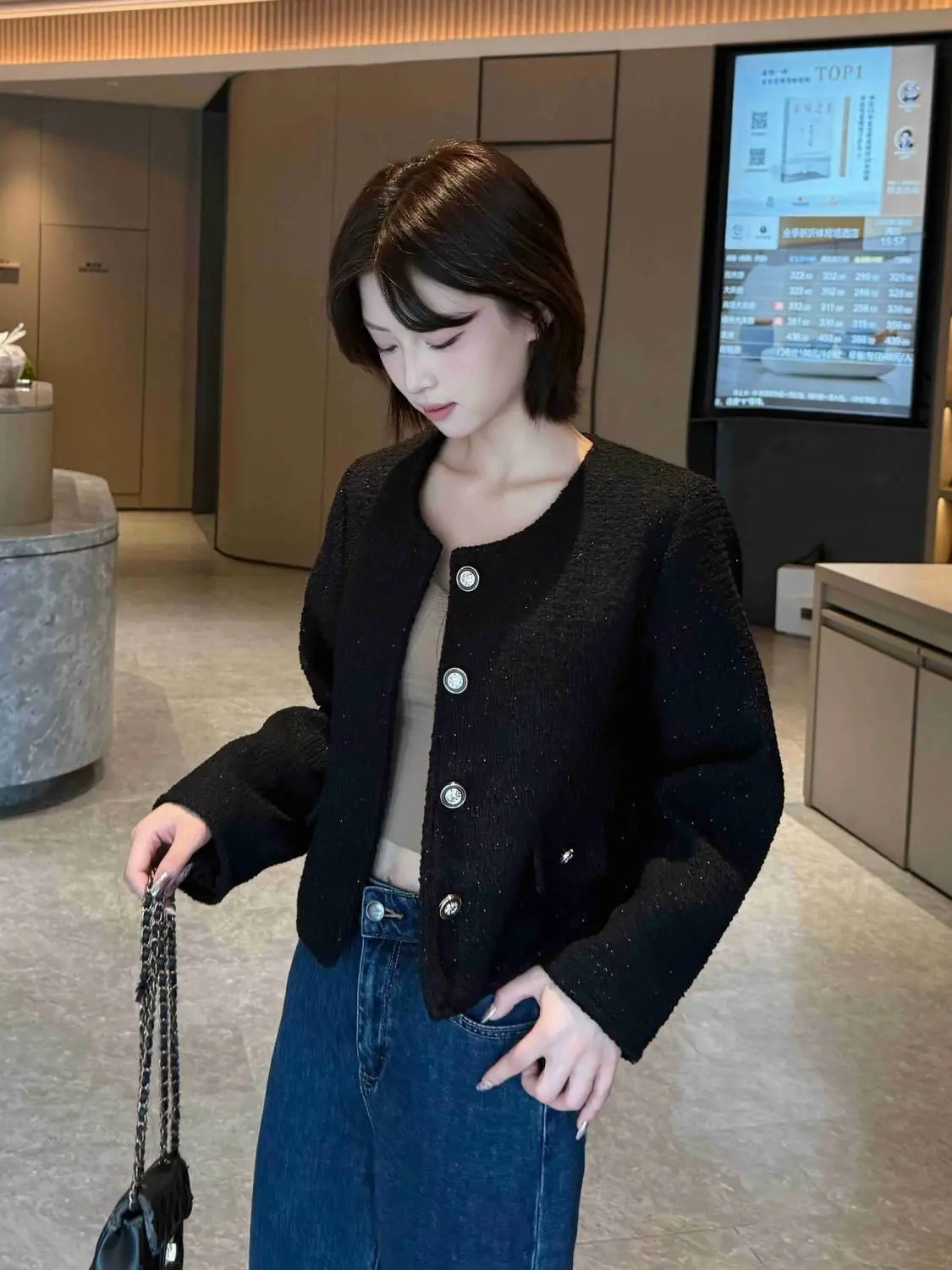 

Женское стеганое пальто Ele ort: модная весенне-осенняя верхняя одежда с круглым вырезом, приталенного кроя, класса люкс, прямого силуэта