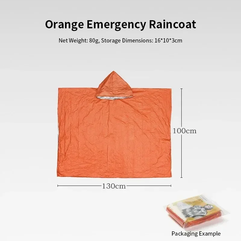 1pcs emergency raincoat waterproof raincoat camping equipment cold-proof and thermal raincoat camping equipment