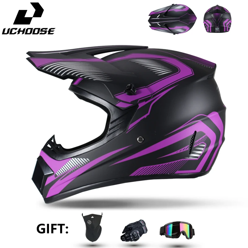 UCHOOSE Women Motocross Helmet Off Road Full Face Motorcycle Helmet Dirt Bike  Cross Helmet with Goggles Gloves Face Mask Gifts