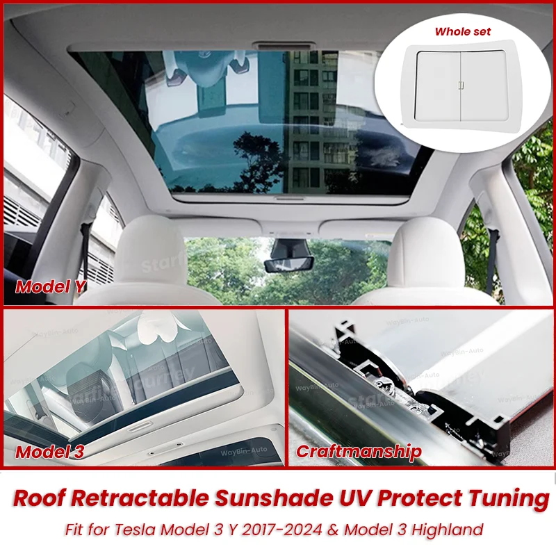 Sunroof Sunshade For Tesla Model 3 Y 2017-2024 Roof Sunshade Model 3 Highland Scroll Sunvisor UV Protection Auto Accessoires