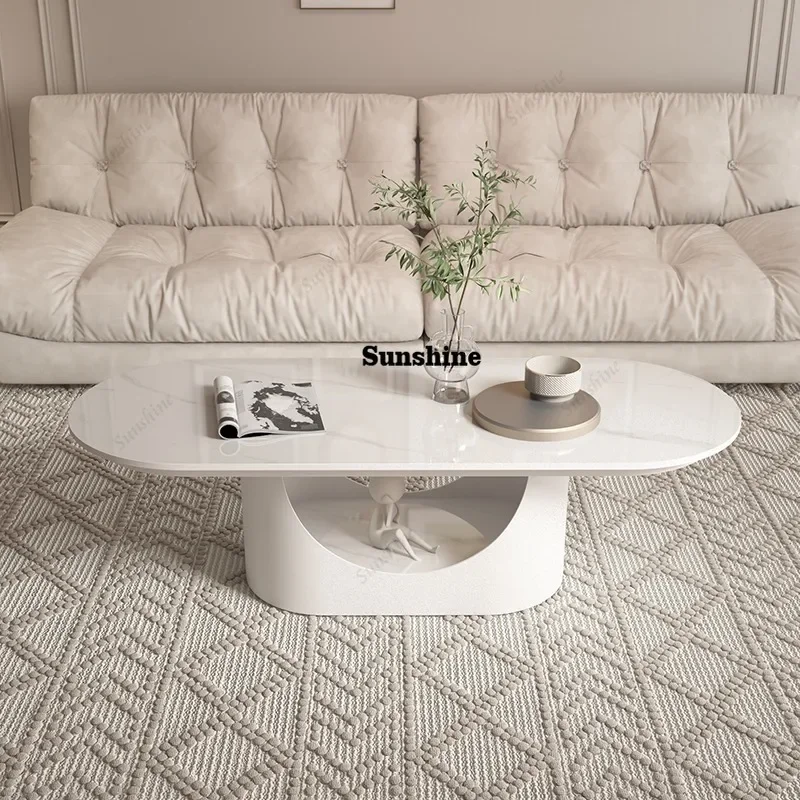 Mesa de centro nórdica moderna para sala de estar, luxuosa, oval, exclusiva, glamorosa, minimalista, mesa de centro, acessórios para casa