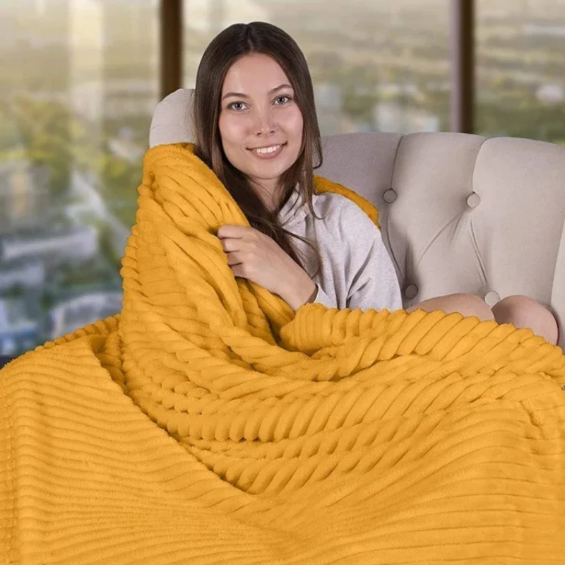 Manta Macia de Coral Fleece para Adultos, Cobertor de Inverno Grosso para Sofá, Manta Quente e Fofa para Cama, Colcha Xadrez para Sofá e Quarto