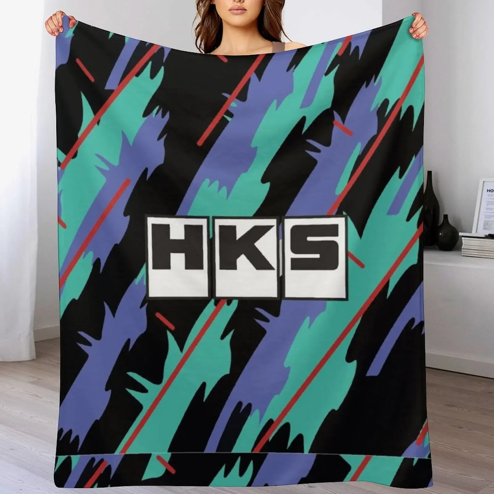

HKS Retro Pattern Throw Blanket Camping Sofas Soft Plaid Decorative Throw Blankets