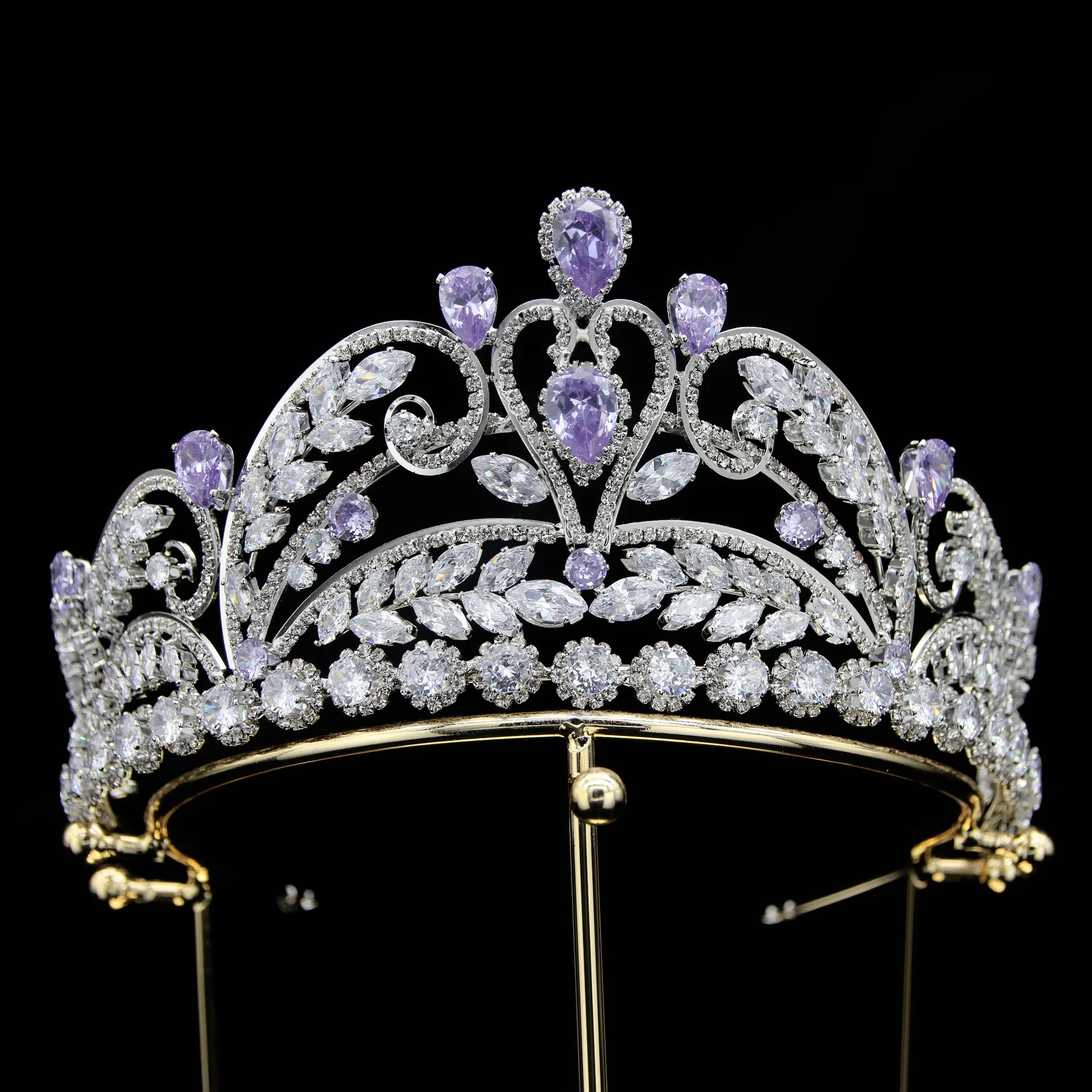 

Luxury AAA Cubic Zirconia Silver Bridal Tiaras Crowns Women Royal Queen Pageant Diadem Wedding Hair Accessories Party Jewelry