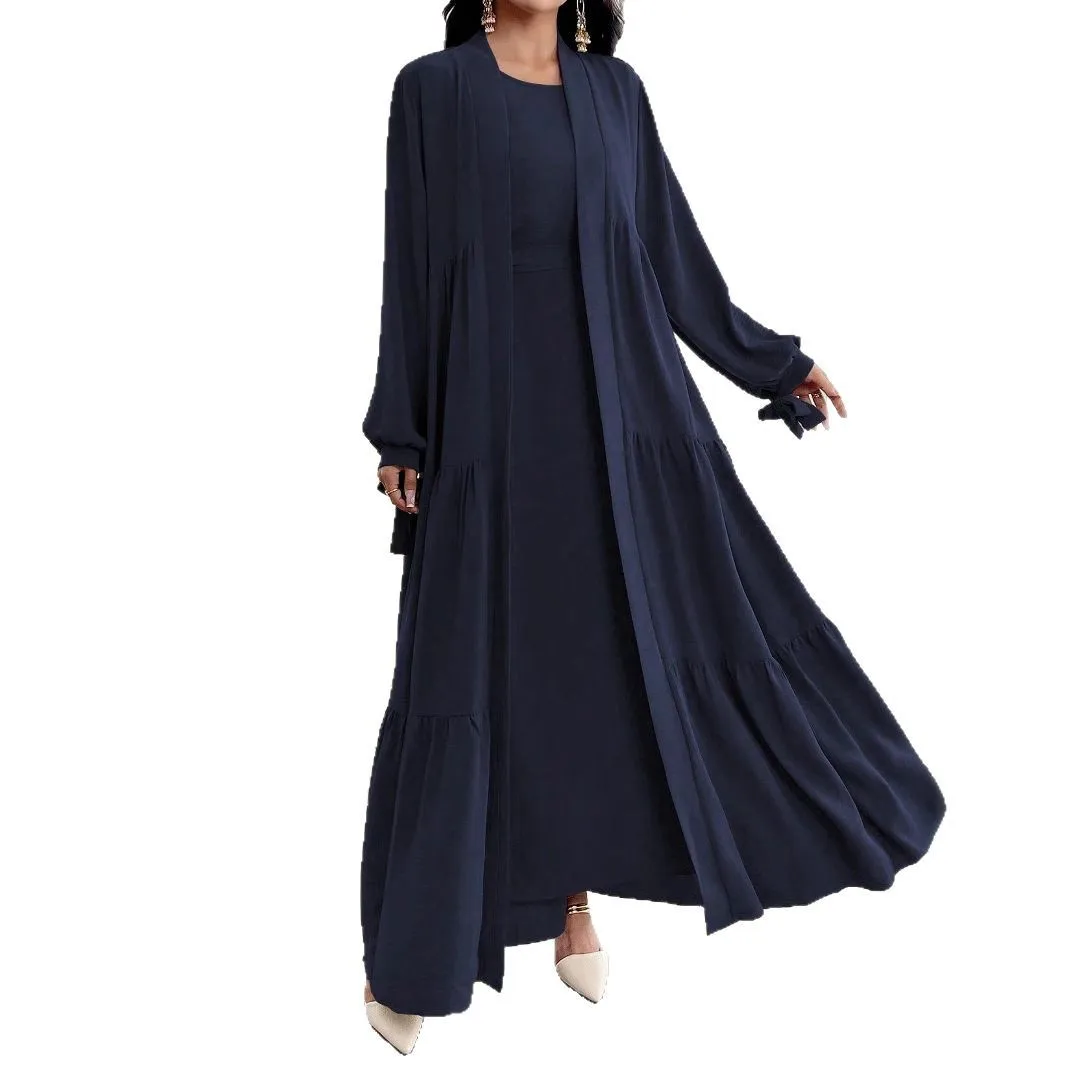 Donne modeste Set musulmane Abiti Abito Cappotto lungo Abito musulmano 2 pezzi Set Abiti + Telai Dubai Saudi Marocco Abaya Eid Ramadan