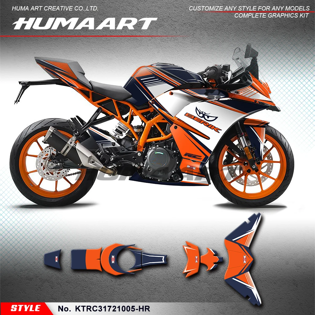 HUMAART Custom Stickers Wrapping for KTM RC 125 200 250 390 14 15 16 17 18 2019 2020 2021, Accessory, KTRC31721005-HR