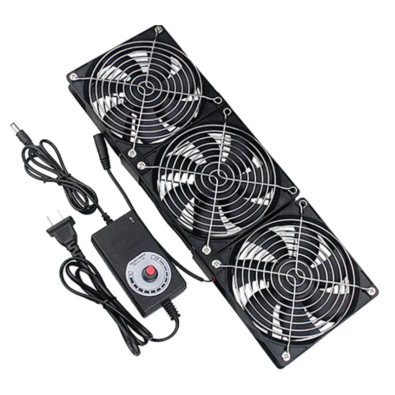컨트롤러 포함 배기 선풍기, 욕실 냉각 선풍기, 3V-12V Btc 머신 섀시 워크스테이션 캐비닛 라디에이터 서버 선풍기, 12cm, 3000RPM 
