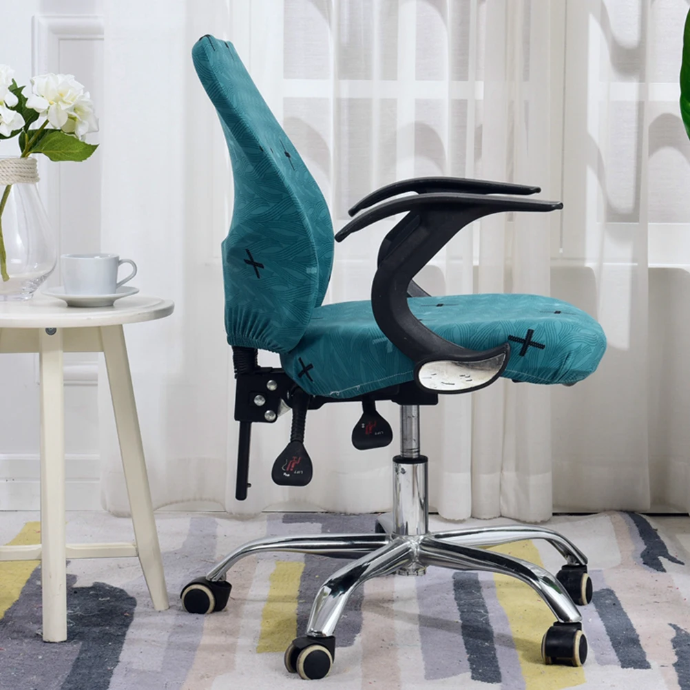 

Stretch Elastic Office Chair Slipcover Protective Fabric Seat and Back Cover for Desk Chair Comfortable Washable