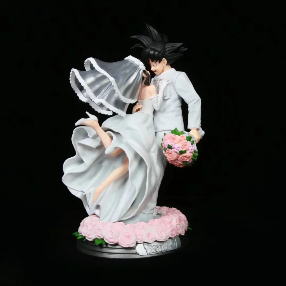 Anime Dragon Ball Super Saiyan Son Goku Chichi GK Wedding Scene PVC Action Figure Collectible Model Doll Toy 31CM