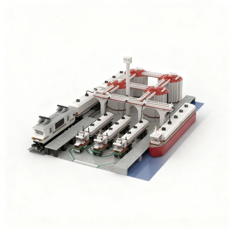 2754pcs MOC Octan Oil Terminal Classic Town 12V Train Town Classic Town Model Building Blocks Construction Toy Christmas Gift