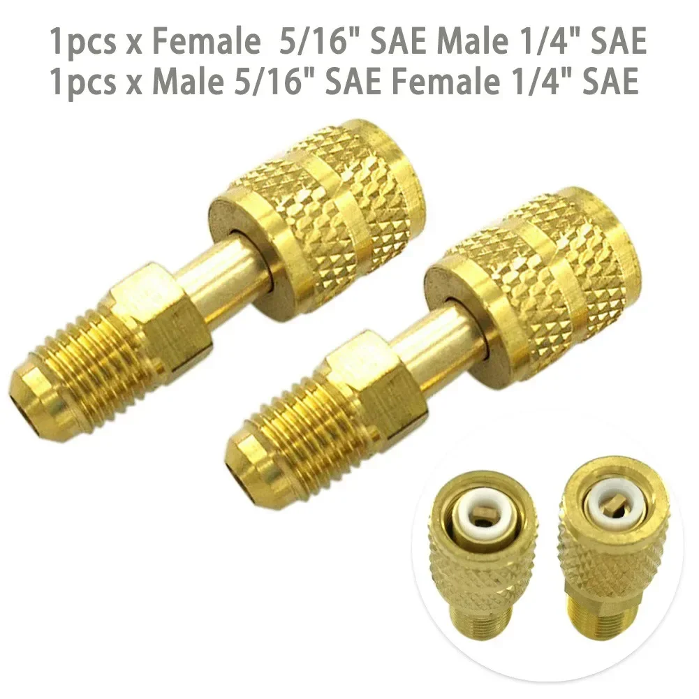 

2PCS =Brass =R410a AC Adapter 5/16" 1/4" AC Refrigeration Adapter Connector For Valve System Accessories For R410 R32 R22