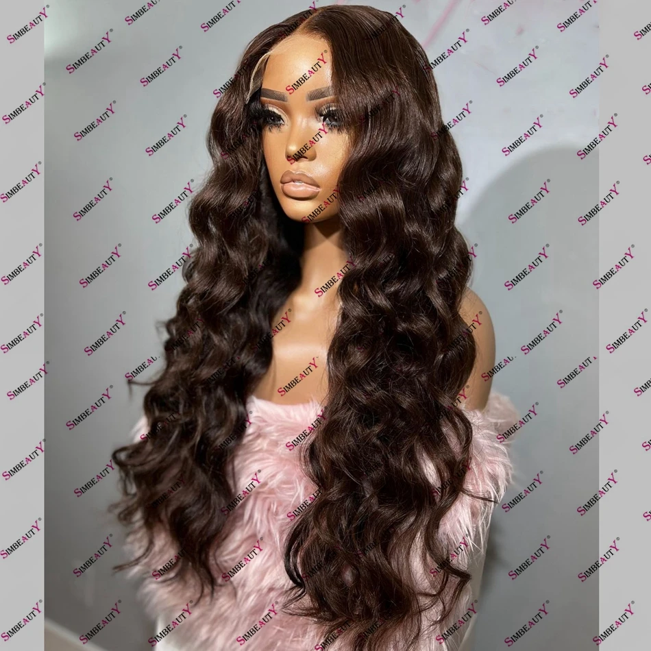 Chocolate Brown Deep Body Wave Human Hair Lace Front Wig for Black Women 360 Lace Frontal Full Wig Remy Malaysia Hair U Part Wig