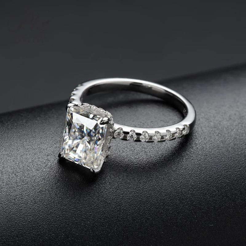 3ct Moissanite Ring Radiant Cut 925 Sterling Silver D VVS1 Comfortable Banquet Jewelry for Women Exquisite Elegant Sparkling