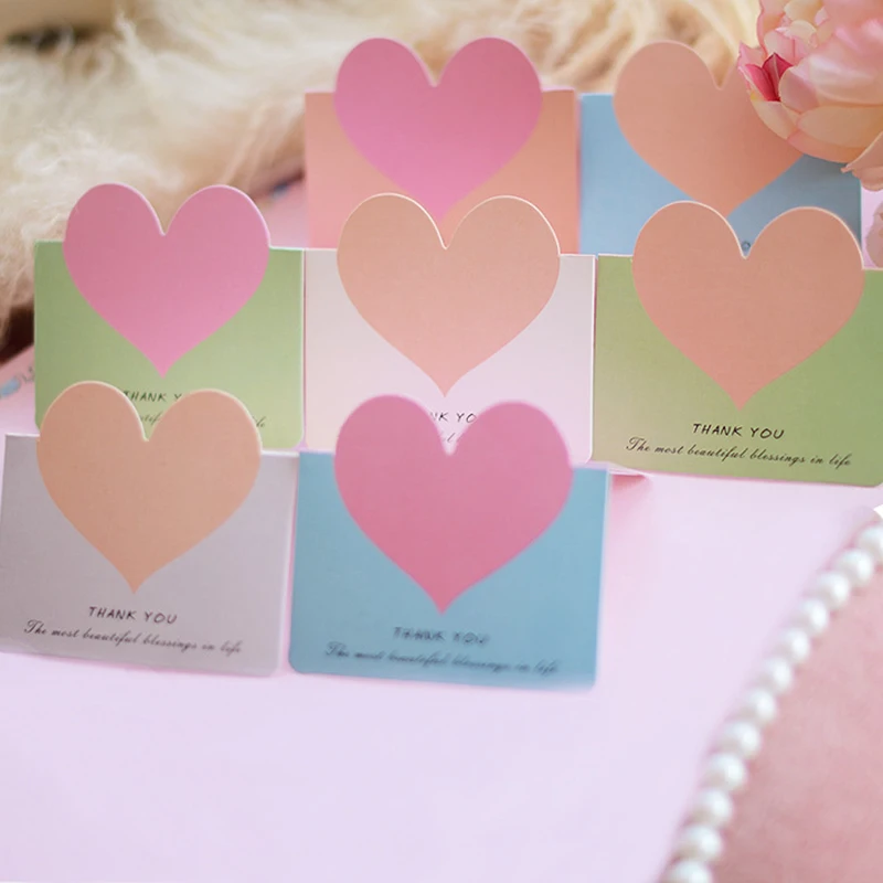 100PCS/lots Heart Style Postcard Greeting Card Postcards Wedding Invitation Envelope Birthday Thank Gifts Envelope Message Cards