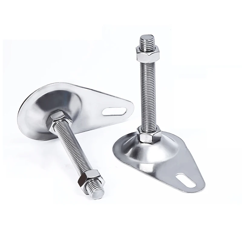 Stainless Steel Adjustable Leveling Feet - 360° Swivel Base with Threaded Hole, Heavy Duty Furniture Pipe Rack Leg Levelers