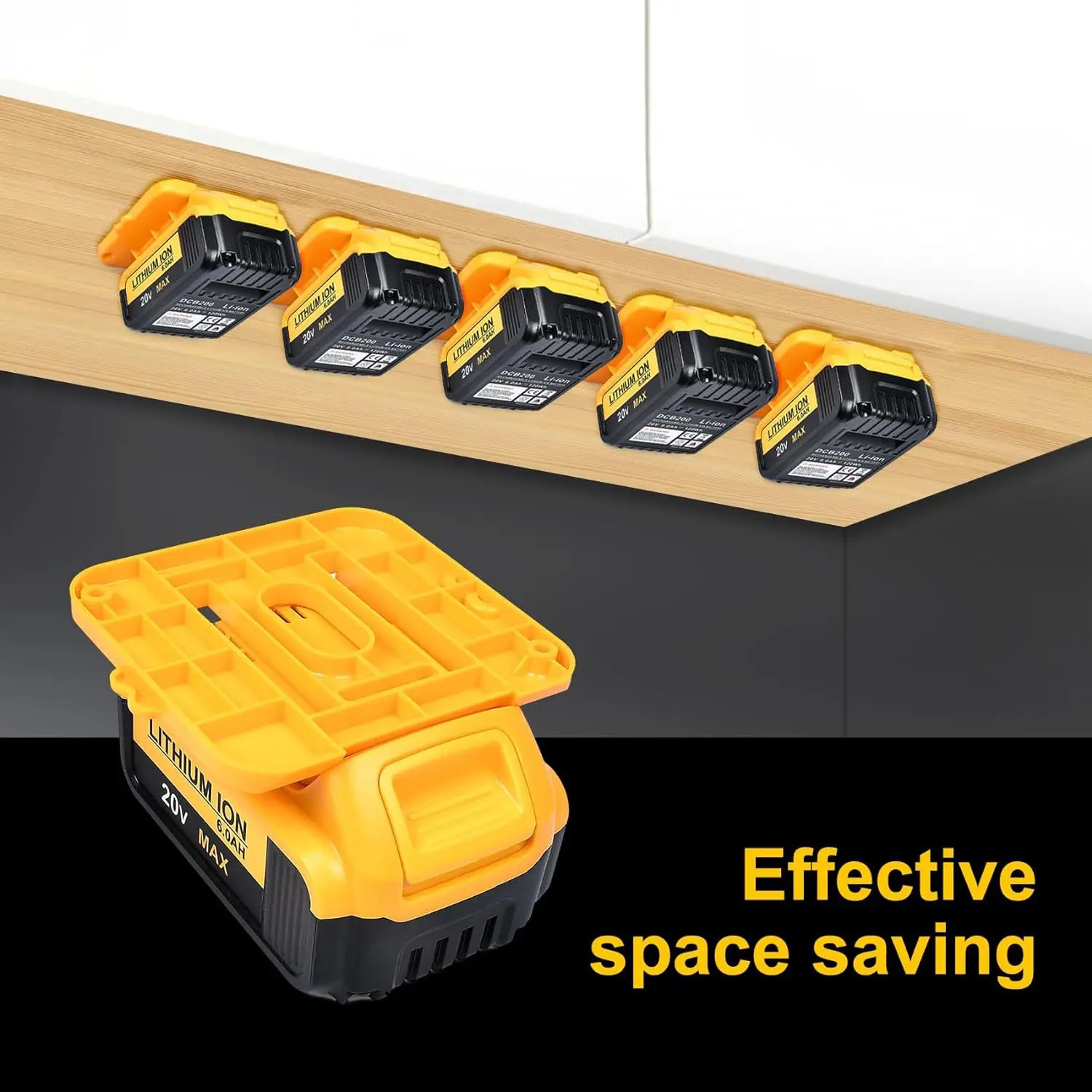 1/2/5PCS Battery Holder Storage Rack for Dewalt 18V 20V Li-ion Battery DCB203 DCB205,Wall Mount Battery Dock for Workbench - Image 5