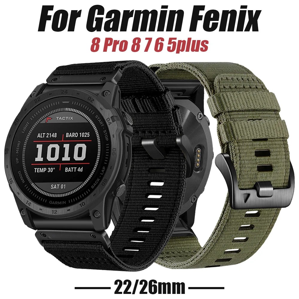 Nylon 22/26mm Uhrenarmband für Garmin Fenix 8 Pro 8 7 6 5X/Instinct 2X/Enduro 3/Forerunner 970 965 955 Ersatz-Uhrenarmbänder