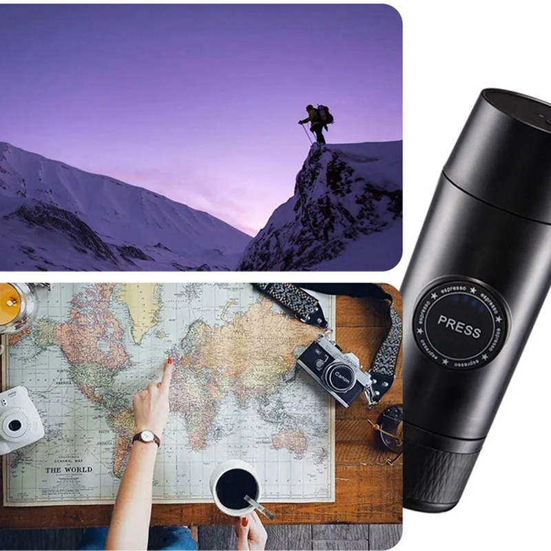 ماكينة قهوة كهربائية صغيرة منزلية ، بطارية قابلة للشحن ، سيارة ، إسبرسو ، كبسولة