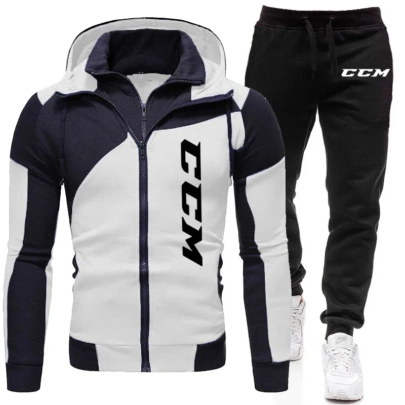 2024 ccm yeni çift fermuar erkek rahat takım elbise açık spor koşu spor takım elbise erkek hoodie pantolon set erkek setleri spor takım elbise