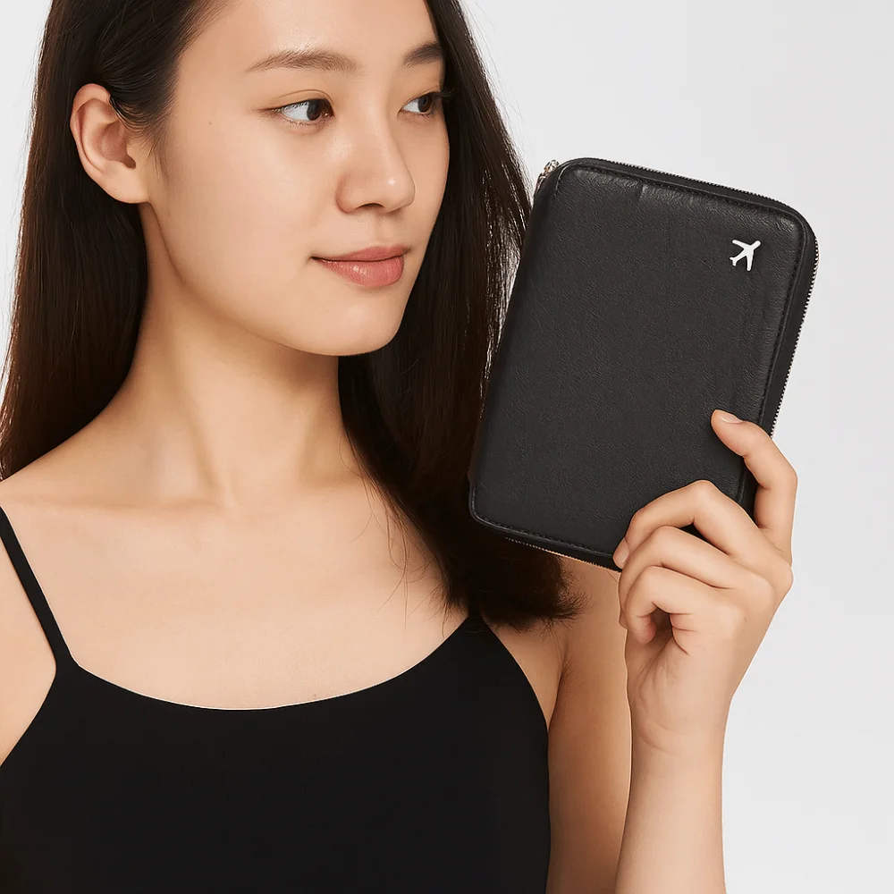 

Fashion Solid Color PU Passport Bag RFID Anti-theft Airplane Check-in Passport Clip Card Holder Passport Cover Travel Wallet Men