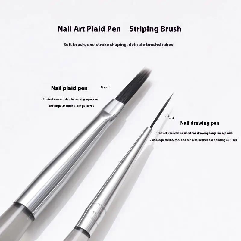 แปรงเพ้นท์เล็บแบบยาว แปรงวาดลายเล็บ แปรงทาสีเจลยูวี ปากกาสำหรับทำเล็บอะคริลิค อุปกรณ์ทำเล็บ