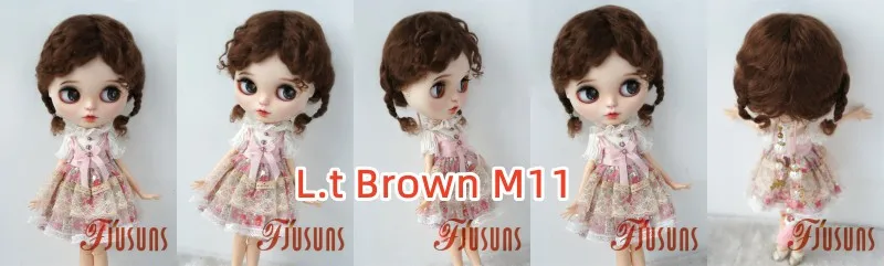 Fjusuns JD644 9-10inch 10-11inch Messy Baby Curly Mini Twintail Mohair BJD Wigs QBaby Pullip Blythes& 18"AG Doll Accessories