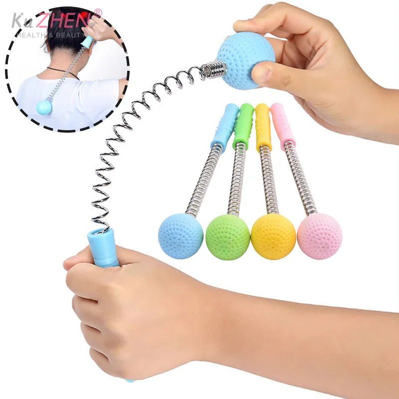 Silicone Metal Manual Massage Hammer Stick Ball Body Massager Spring Elastic Knock Shoulder Arm Leg Hip Waist Whole Massage Tool