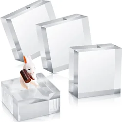 4PCS Acrylic Square Display Block 5x5x3cm Clear Polished Cube Acrylic Jewelry Display Stand Ring Showcase Display Holder Base