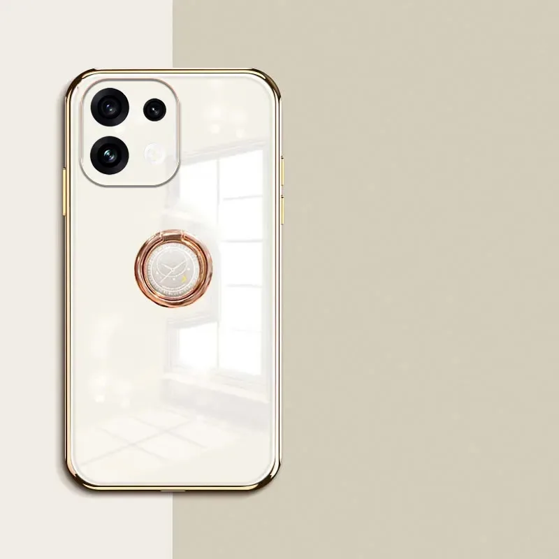 Skinlee Phone Case For OPPO Reno 16FS Pro Case With Ring Solid Color Electroplate Silicone Shell For OPPO Reno 16FS Pro Cover