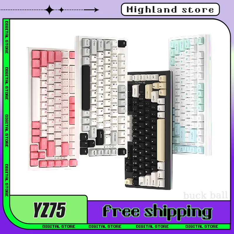 

Keynouo YZ75 3 Mode Mechanical Keyboard Wireless Bluetooth Keyboard Hot Swap RGB 82keys Gasket Custom PC Esports Gamer Keyboards