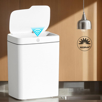Smart Bathroom Trash Can Automatic Bagging Electronic Trash Can White Touchless Narrow Smart Sensor Garbage Bin Smart Home 15L