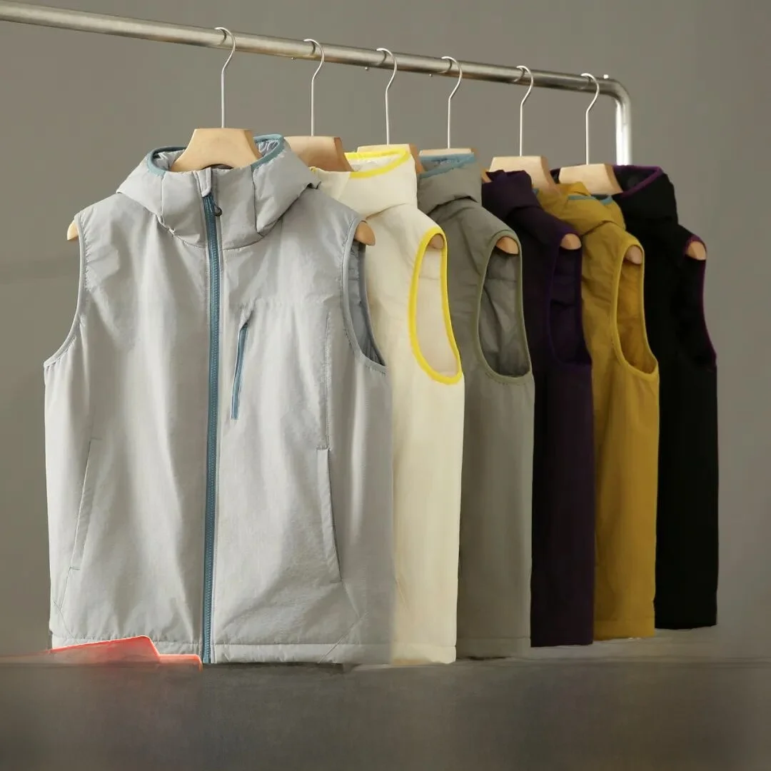 

Warm Hooded Stand Collar Vest Couple Outdoor Faion Color Blo Design Youth ular Stand Fit Autumn Winter Casual Wear