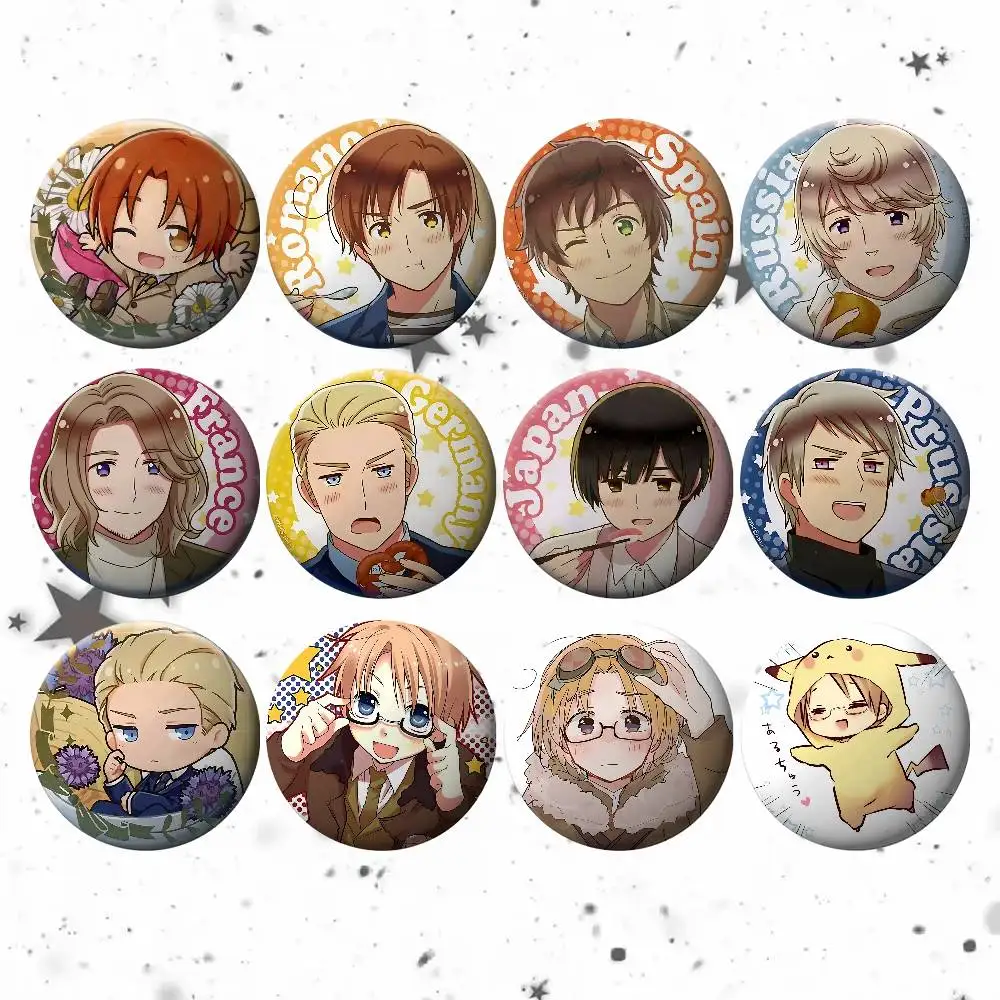Anime Hetalia World Stars Brosche für Rucksack und Hut, Weiche Anstecknadel aus Weißblech, Metall-Abzeichen, Individueller Schmuck-Accessoire H