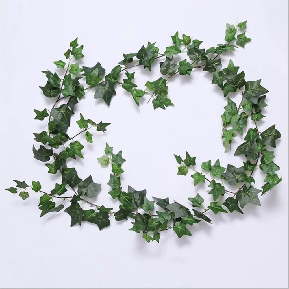 2M Ivy Green Fake Leaves Garland Plant Vine Foliage Home Decor Plastic Rattan String Wall Decoration Artificial Plants