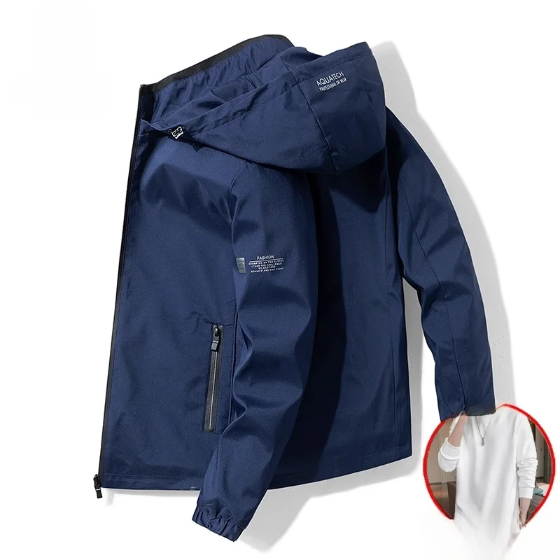 

Мужское модное ветрозащитное Jaet, весенне-осеннее новое повседневное спортивное пальто из полиэфирной ткани, длинное свековое пальто на молнии с капюшоном
