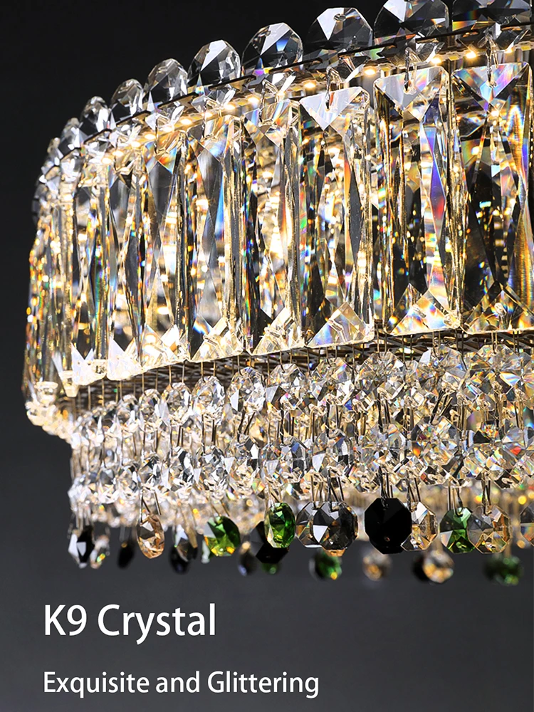 طويل البيضاوي قلادة أضواء كريستال مصباح معلق للسقف الحديثة K9 كريستال ديكور المنزل الفاخرة غرفة الطعام الأوروبية لماعة