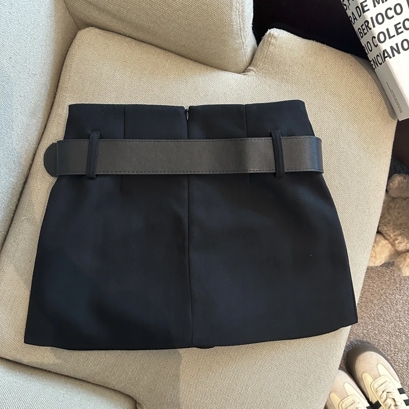 Women's Autumn Winter Solid Color Slim Suit Skirt Lady Streetwear High Waist A Line Short Skirt