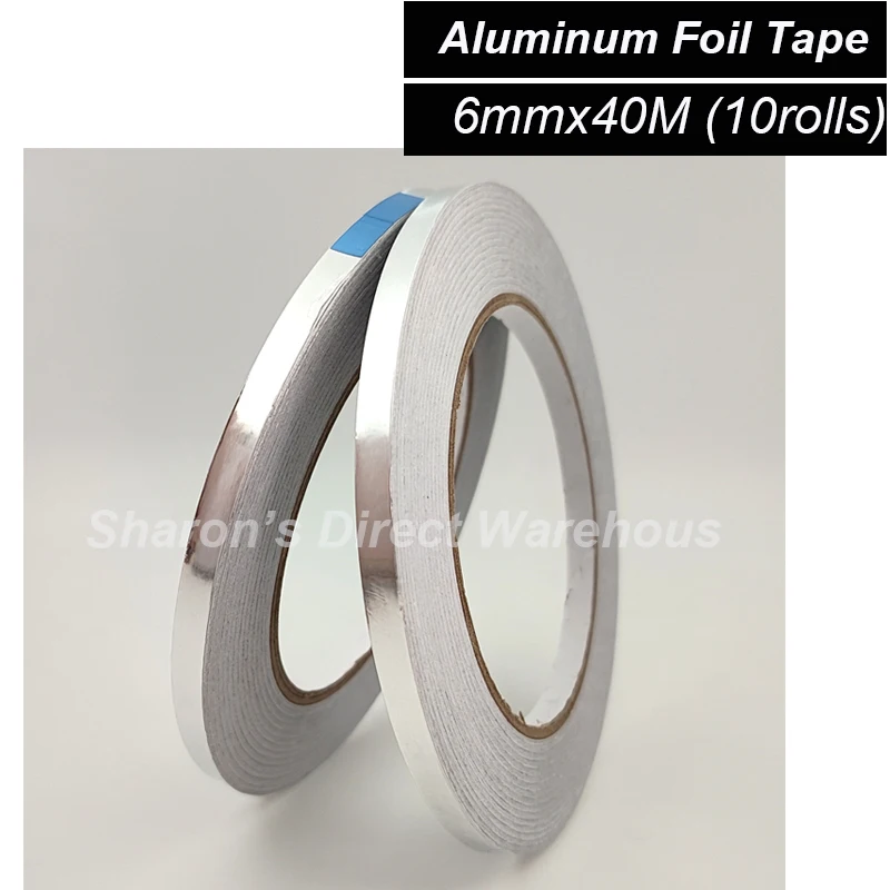 Groothandel 10 Stks/partij 6Mm * 40 Meter * 0.06Mm Enkele Zelfklevende Aluminiumfolie Tape Voor Emi Afscherming Masker