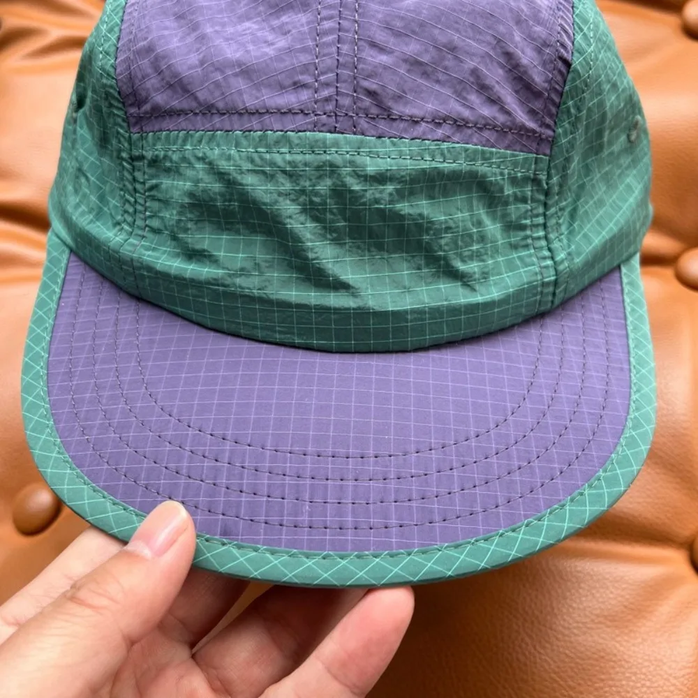 Casual Japanese Style Splicing Baseball Cap Quick-drying 5-Panel Snapback Hats Adjustable Thin Sun Visor Cap Unisex