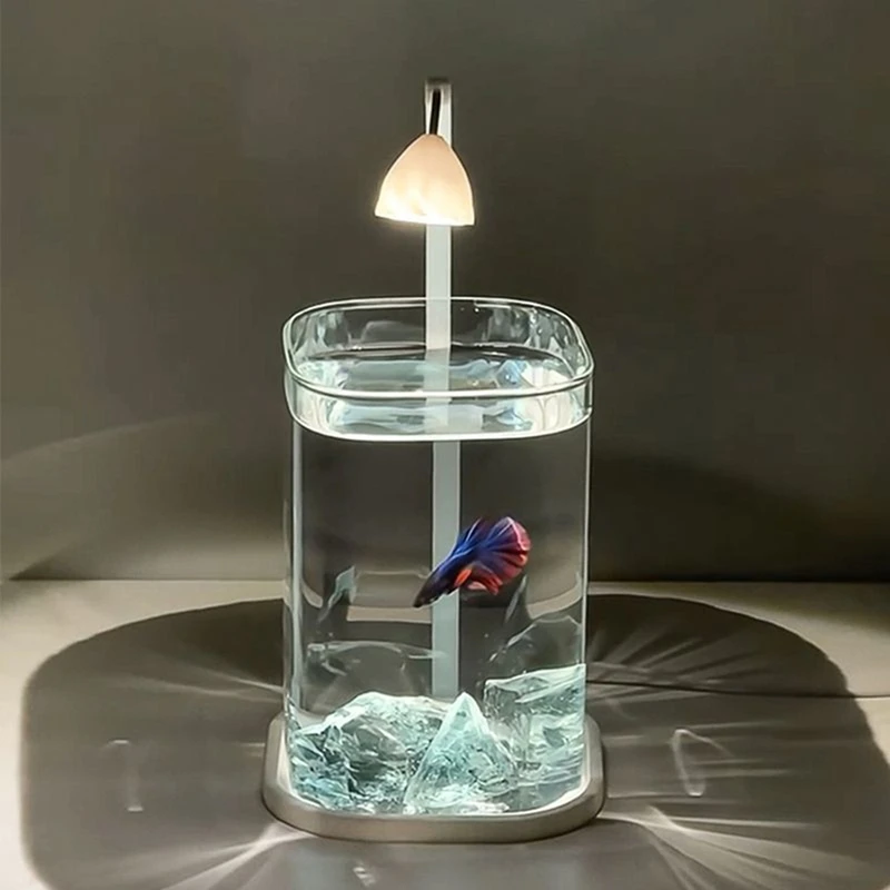 Transparent Fish Tank Ice Crystal Stone Tabletop Ecological Fish Tank Pearl Broken Diamonds Landscape Tank Decoration A Retail