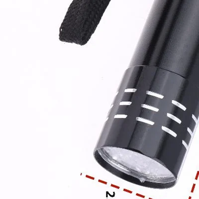 

Портативный инструмент для освещения, 1 шт., мини-фонарик с УФ-излучением 50 лм, 9 светодиодов, 395 нм, черный свет для приключений на природе