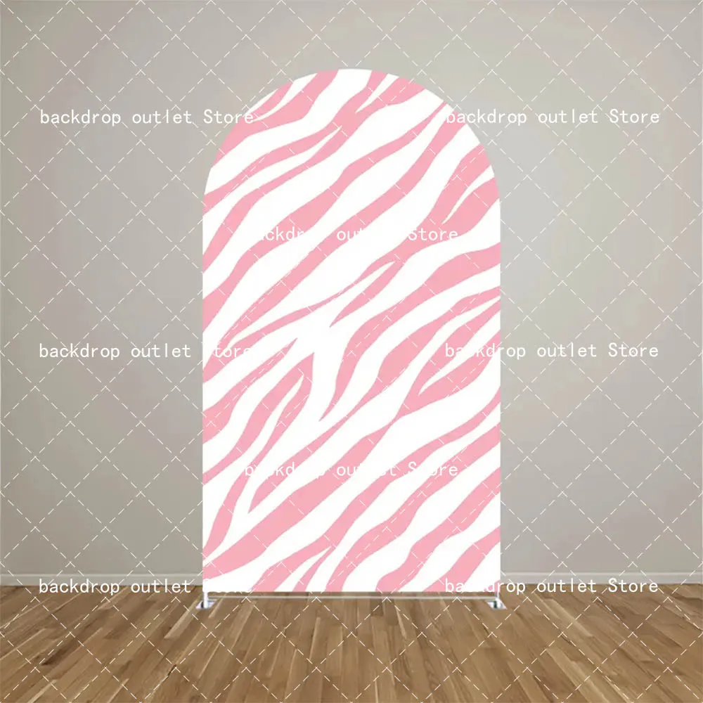 Mehofond Pink Leopard Zebra Arch Backdrop Cover Jungle Safari Baby Shower Kids 1st Birthday Party Fiesta 2-sided Background