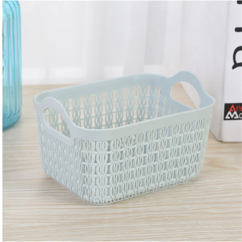 Storage Basket Home Desktop Small Basket Miscellaneous Hollow Imitation Vine Weaving Plastic Stationery Storage Basket