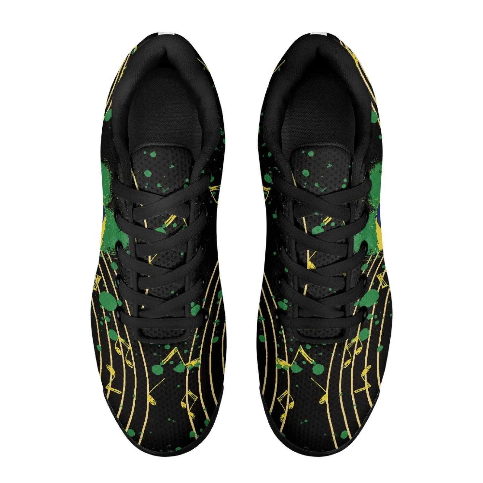 PENSTROLL Brazil Music Notes Pattern Lightweight Breathable Athletic Shoes Sneaker Walking Shoes for Men Sport Running