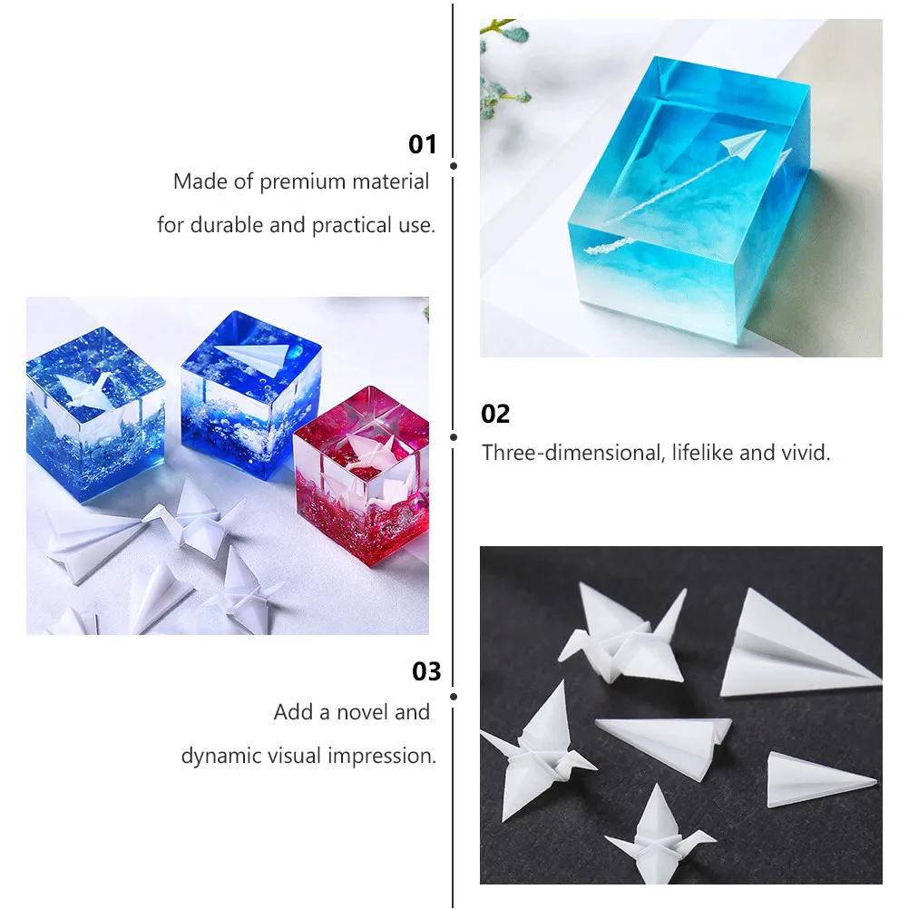

3Pcs Premium Silicone Mold Set for DIY Epoxy Resin Crafting Lifelike 3D Paper Crane Landscape Modeling Fillers