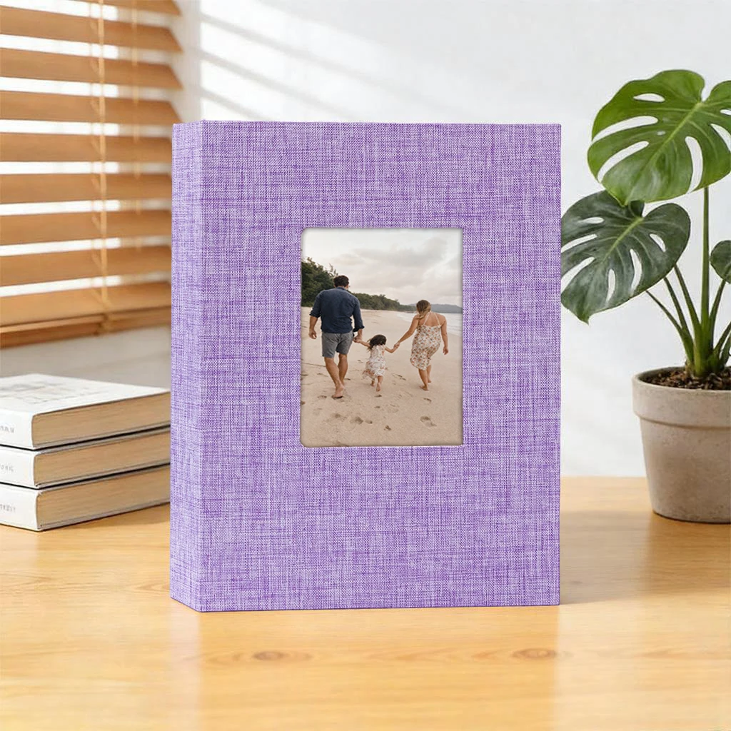 Multi-color Linen Front Window Photo Album 6 Inch 104 Pockets, Baby Family Memory Book image 3