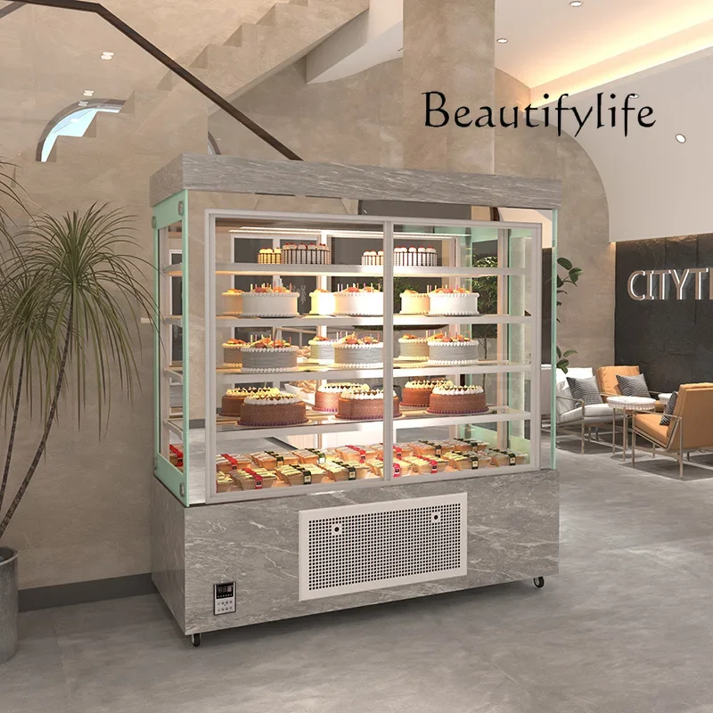 N19 Cake Display Cabinet Vertical Front Door Refrigerator West Point Fruit Air Cooling Right Angle Fresh-keeping Cabinet
