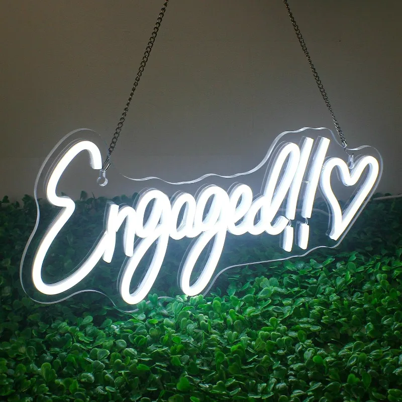 Engaged Neon Sign for Wall Decor Dimmable USB Powered Wedding Bridal Shower Neon Signs for Birthday Engagement Art Decoration