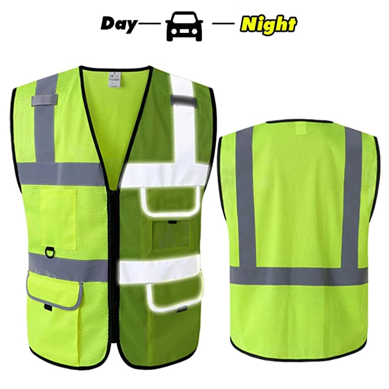 Mens Mesh Safety Work Vest Construction Work Clothes Reflective Orange Vest